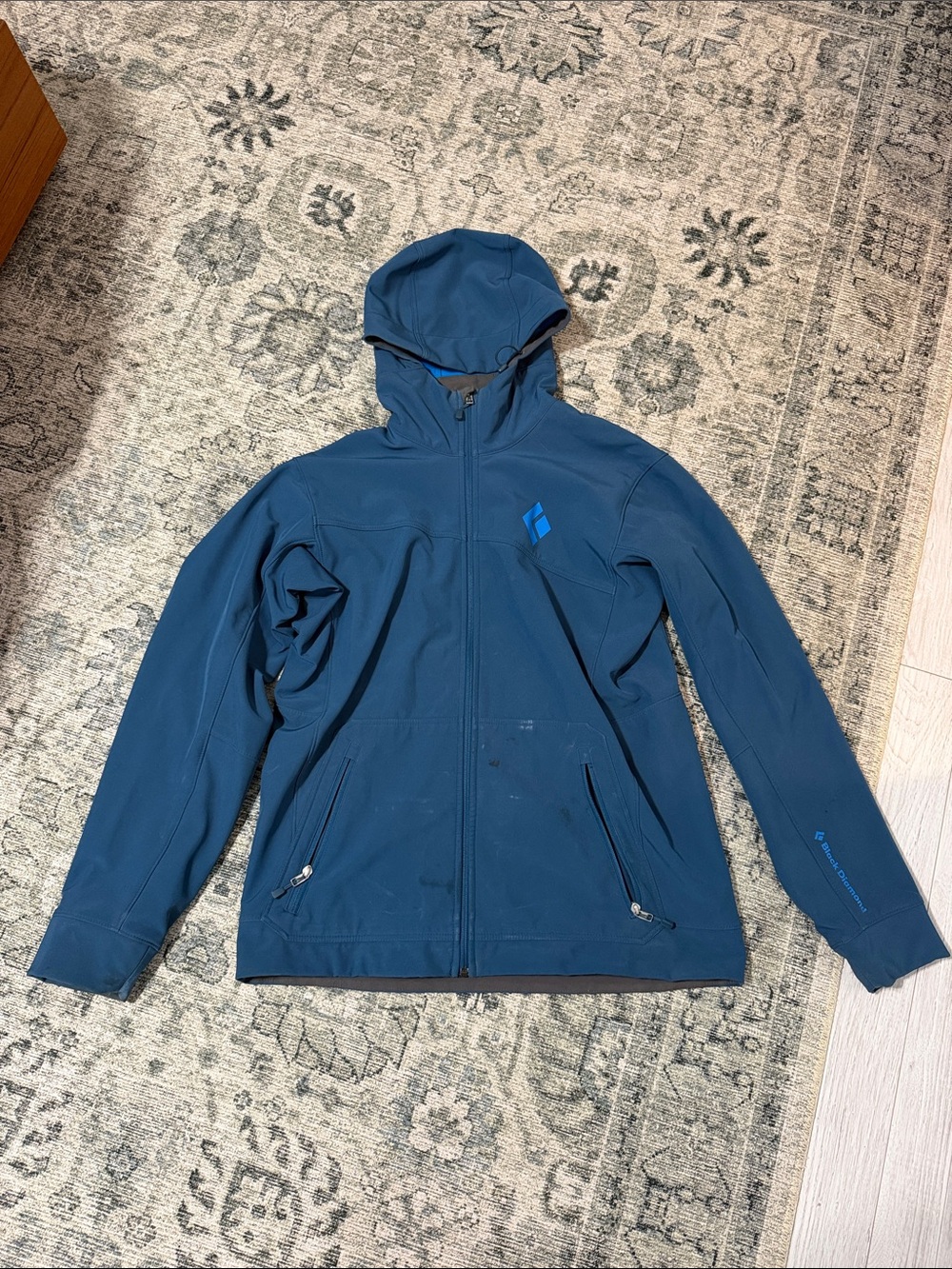 Black Diamond Teal Blue Hooded Softshell Jacket